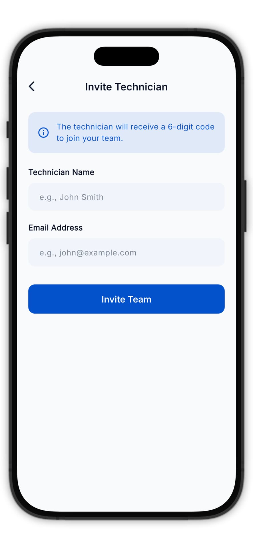 Invite technician form
